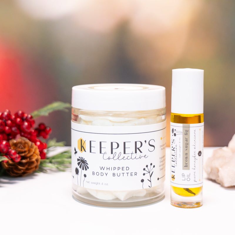 Two products from Keeper's Collective on a blurred natural background
